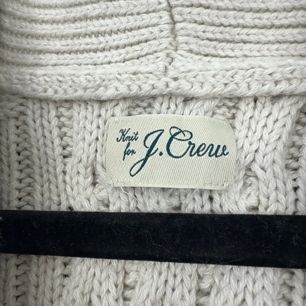 J Crew Cardigan Mens Cream Cotton Cable Knit Shawl Collar Classic Preppy